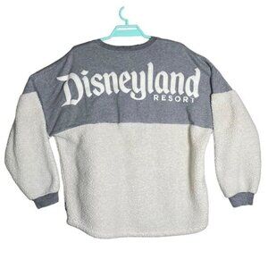 Disney Spirit Jersey Sherpa Fleece Grey Pullover Sweatshirt Sweater